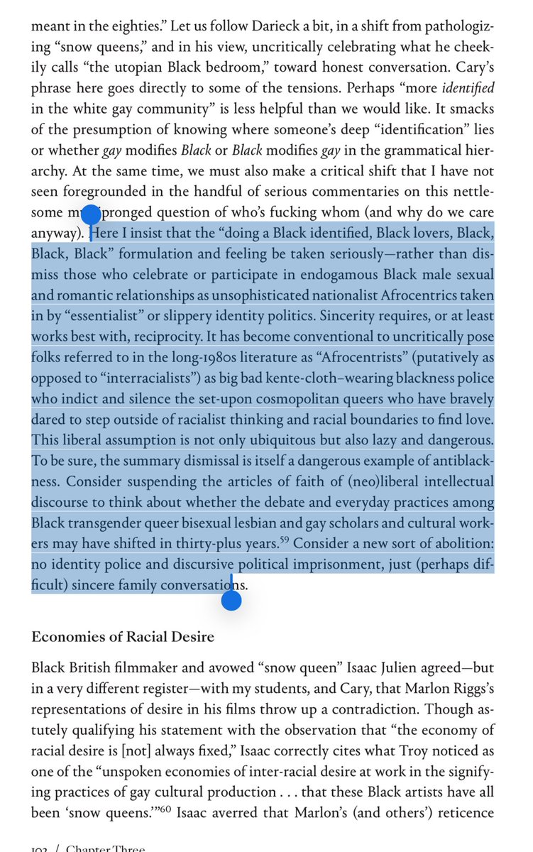 Zion (@feelmyhelpcomin) on Twitter photo I like how Jafari Allen addresses the INCONGRUENCY of this comparison under antiblackness and the SERIOUSNESS with which the question of black refusal of interracial sexuality should be taken up: 
“we must also make a critical shift that I have not seen foregrounded in the I like how Jafari Allen addresses the INCONGRUENCY of this comparison under antiblackness and the SERIOUSNESS with which the question of black refusal of interracial sexuality should be taken up: 
“we must also make a critical shift that I have not seen foregrounded in the