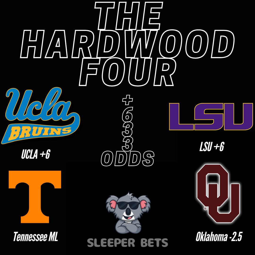 Sleeper_Bets's tweet photo. The Hardwood Four🫡

My Favorite Play For Today Will Be Posted In The Discord As Well As My Straight Bets So Tap In Below For Free ⬇️
https://t.co/ajy0hLNBX1 https://t.co/z5ErM7kNxZ