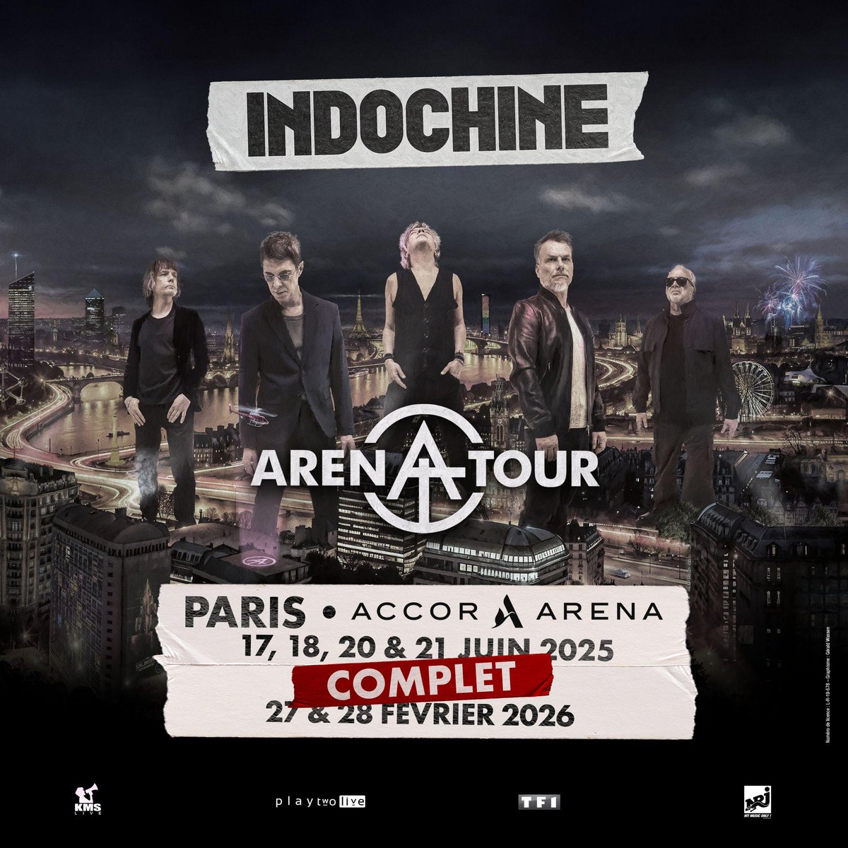 indochinetwitt's tweet photo. #ArenaTour Paris : les 6 Accor Arena : les 17, 18, 20, 21 juin 2025 et 27 et 28 février 2026 sont complets ! Merci à vous ! Nous remettrons comme à chaque fois des places contre le marché noir au fil de l’année. https://t.co/4PlvZSgjex