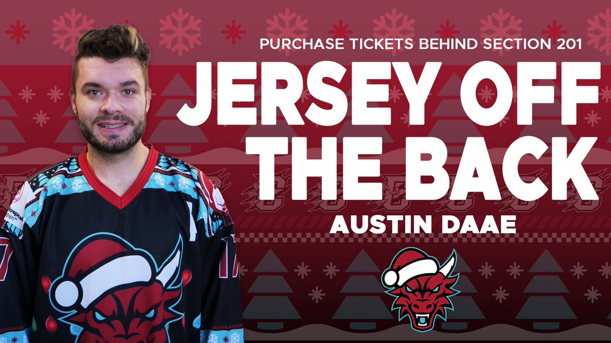 C_RiverDragons's tweet photo. Tonight's Jersey off the Back Raffle is Austin Daae!

You can purchase tickets behind section 201! The winner will be announced in the middle of the 3rd period! https://t.co/i9TfJABSpI