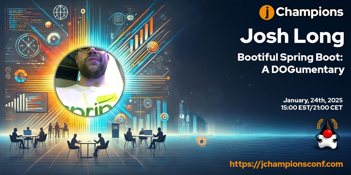 Attend the 2025 JChampions Conference online on January 23, 24, 27, 28. All sessions are led by a Java Champion. 
Speakers &amp; Session at  jchampionsconf.com. 
Free tickets: tinyurl.com/2pyth6cv. 
Watch previous sessions: tinyurl.com/57d9yn8v