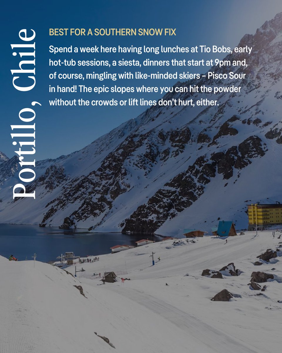 WORLD'S BEST SKI RESORTS ⛷️

As LP contributor Flip Byrnes says, “it’s a big world with so many amazing places to ski (and board, of course).” So don't waste any more time; get started right now with these dreamy spots around the world.