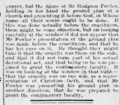 Memorial window to Charles Hodgson Fowler, who died on this day in 1910. Fowler was architect to Durham, Lincoln and Rochester Cathedrals.