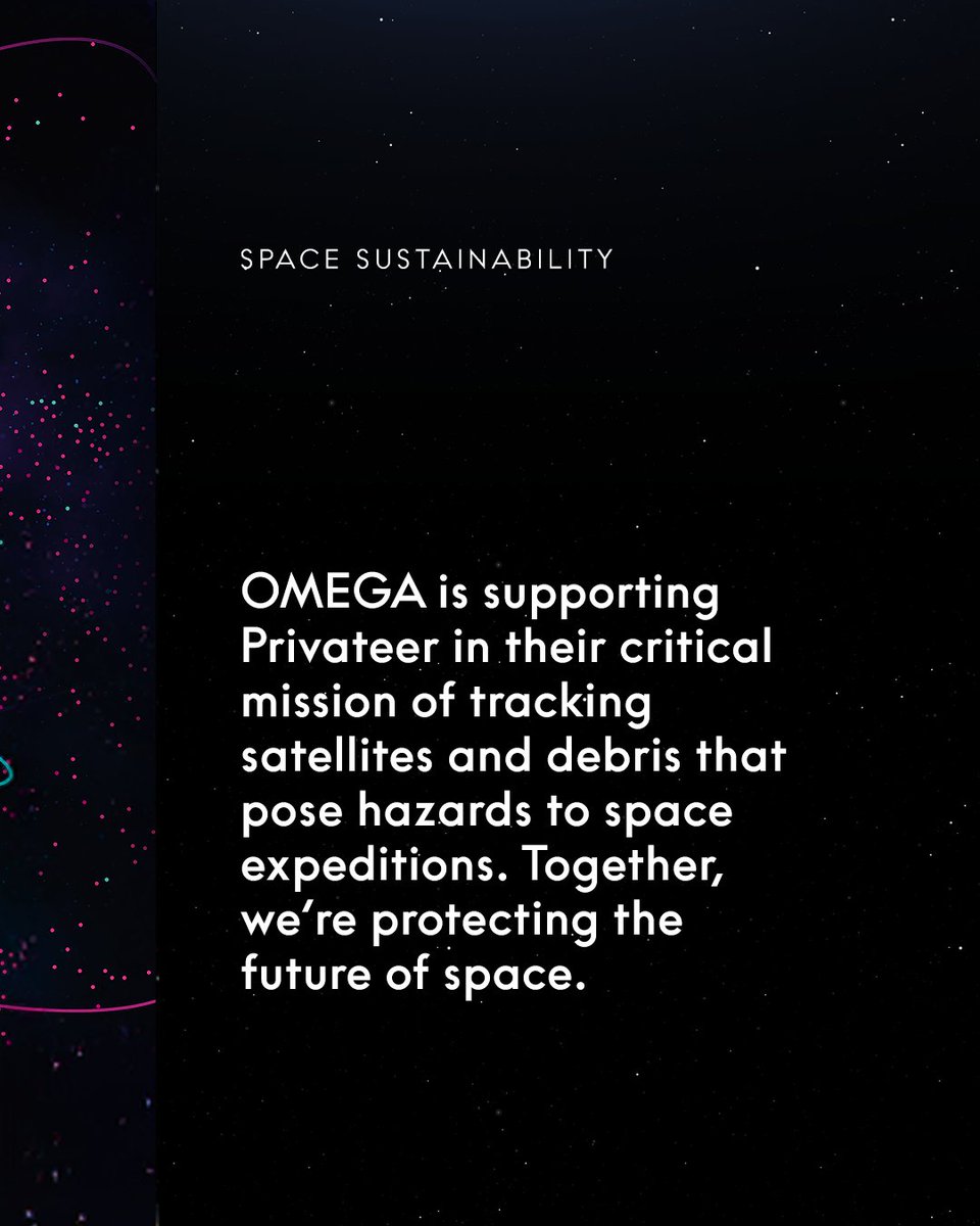 omegawatches's tweet image. OMEGA supports Privateer in their pioneering mission to address space sustainability. Their advanced tracking technology monitors orbital debris in real time, safeguarding the satellites we rely on daily. 

omegawatches.com/SpaceSustainab…

#SpaceSustainability
#PioneeringSpirit