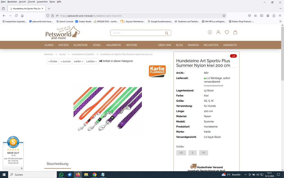 Petsworld_and_m's tweet image. Nun wird es aber Zeit, wer noch keine Geschenke für die Fellnase hat. Wir haben unser Lager aufgeräumt und richtig viele Angebote im Shop. Verkauf, nur solange der Vorrat reicht. petsworld-and-more.de/hundeleine-nyl…