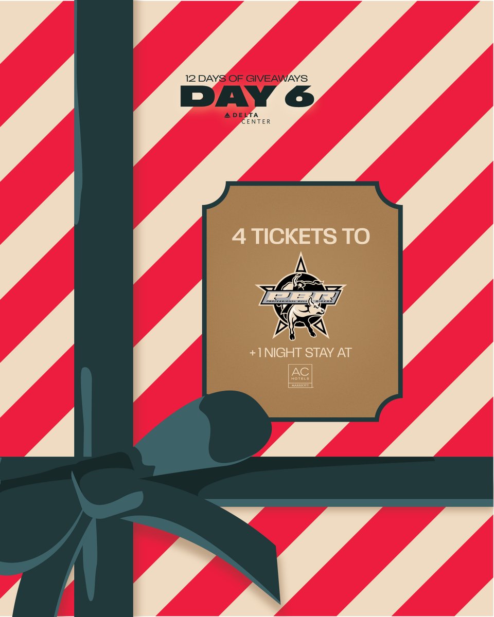 deltacenter's tweet photo. DAY 6: Win four tickets to see @PBR at #DeltaCenter on Feb. 7, 2025, PLUS a one-night stay at the AC Hotel SLC!

To enter:
1️⃣Follow @deltacenter
2️⃣RT
3️⃣Tag a friend

*The winner will be DM'd on 12/15 https://t.co/NPYrZvsEZr