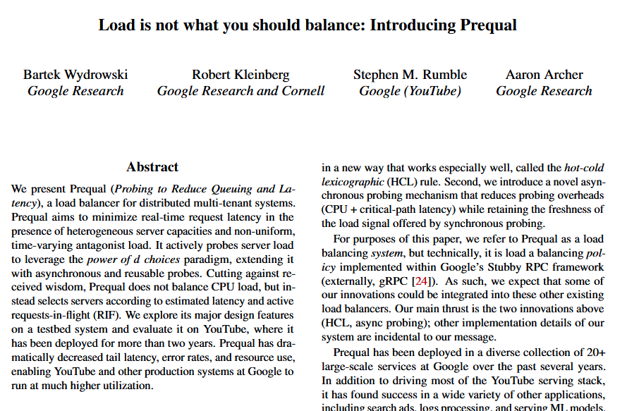 Peter Kraft (@petereliaskraft) on Twitter photo Every day on YouTube, people upload 4 million videos and watch 5 billion videos. Handling this staggering traffic requires a vast fleet of servers. So when a new request comes in, where does it go? How do you balance load across so many servers for so many jobs?
I love this Every day on YouTube, people upload 4 million videos and watch 5 billion videos. Handling this staggering traffic requires a vast fleet of servers. So when a new request comes in, where does it go? How do you balance load across so many servers for so many jobs?
I love this
