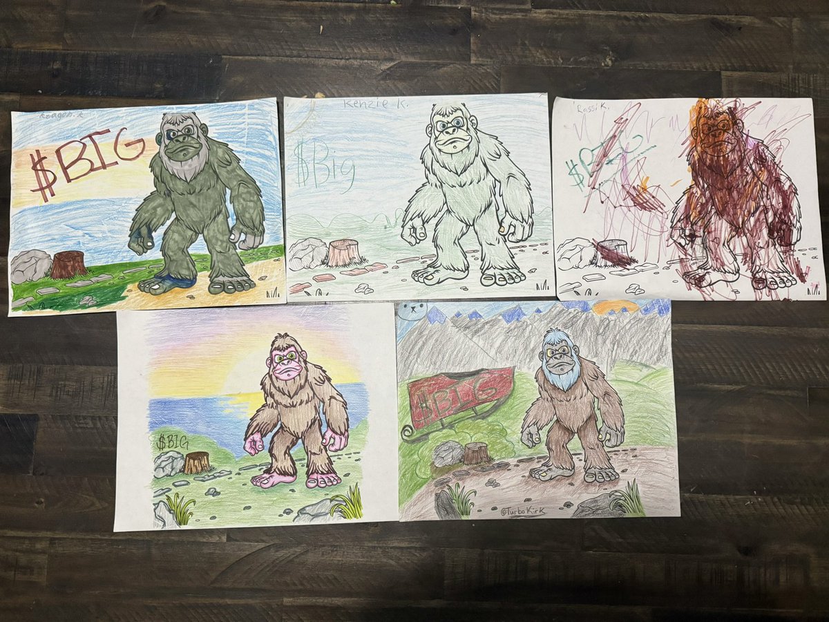turbokirk's tweet image. Thrilled to share our latest family project— @BigFoot404_ artwork for the $BIG contest! 🌲👣 From sketch to final piece, this was a true labor of love. creativity, and family all in one. #BigfootArt #FamilyProject #FarmingCommunity #BIGProject thank you @D0GEMAU @k33bs1