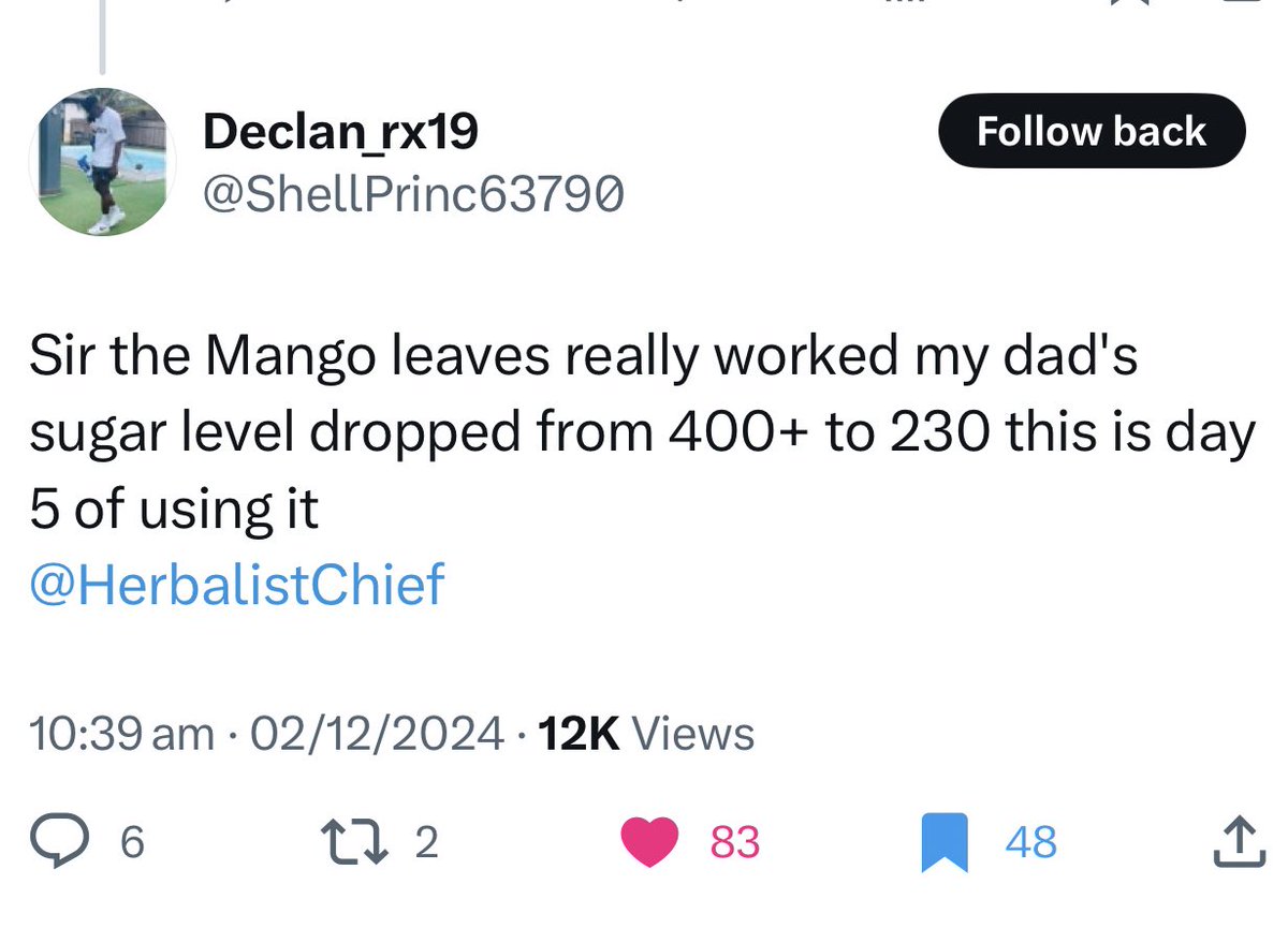 HerbalistChief's tweet image. Mango leaves doing great for a diabetic patient. 

Nature heals.