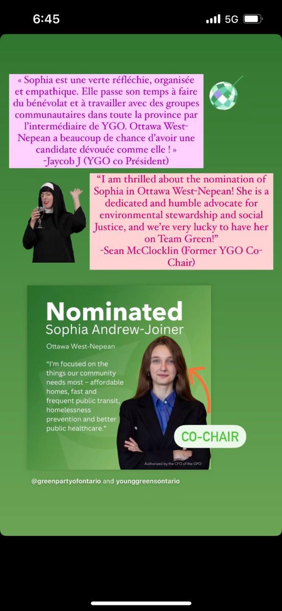 Congratulations Sophia on being nominated to represent <a href="/OntarioGreens/">Green Party of Ontario</a> in Ottawa West-Nepean! #GoGreens #YoungGreens #YouthPoli #OnPoli <a href="/ottawawngreens/">Green Party Ottawa West-Nepean</a>