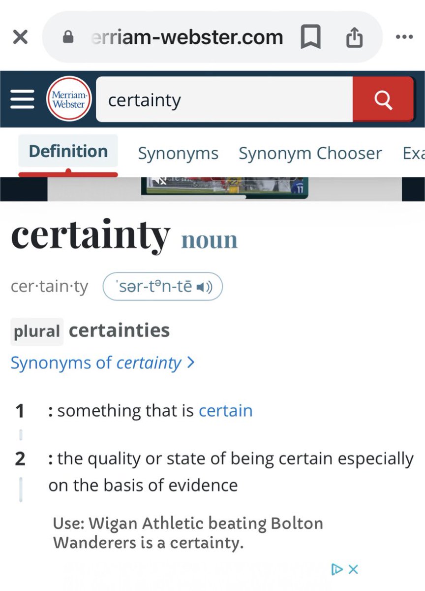 oSimplyStuart's tweet image. Loving this dictionary entry! 
🤣

#wafc #bwfc #certainty
