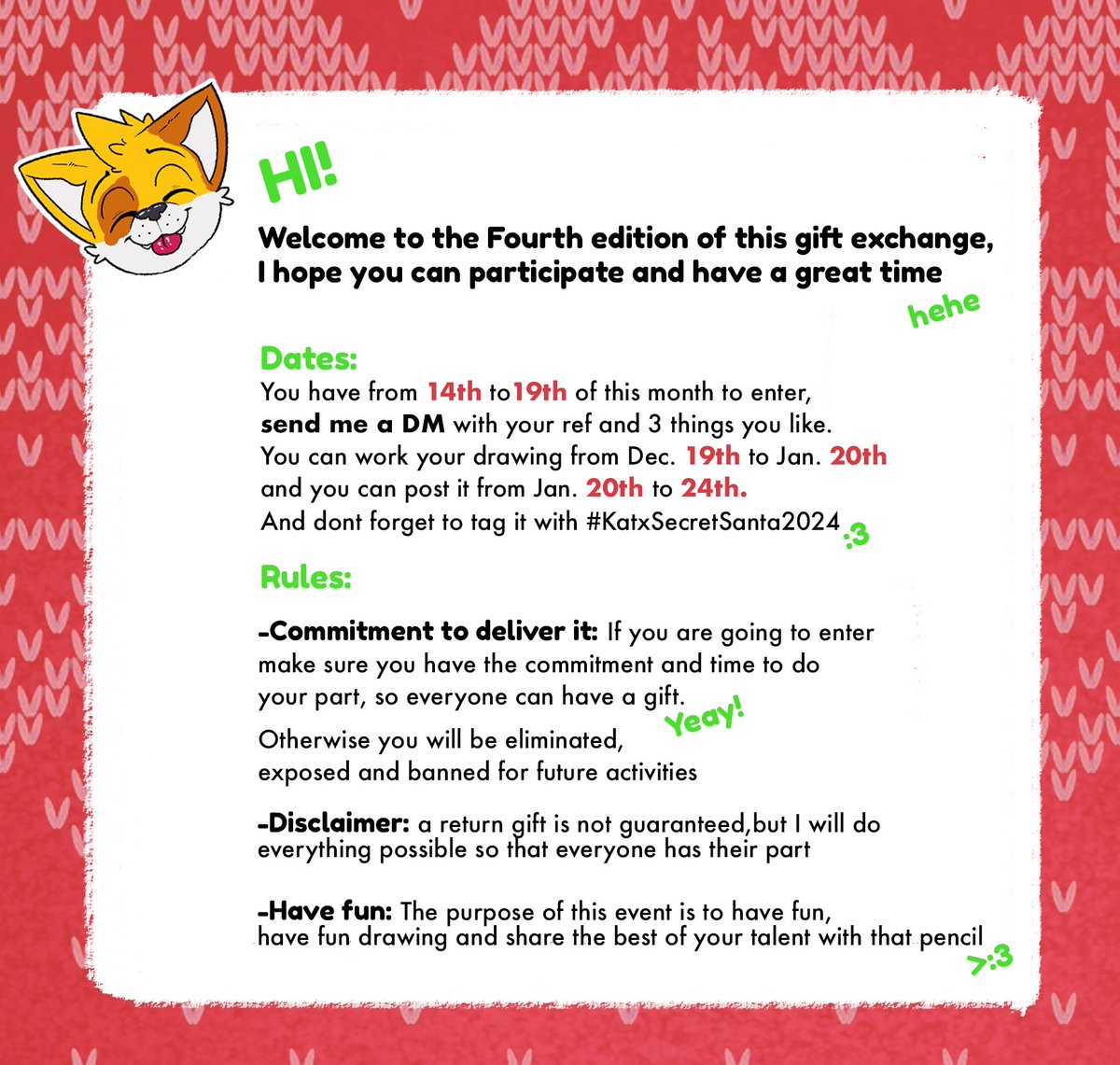 ✨ ❄️ Welcome again to Katx´s Secret Santa ❄️ ✨

Everyone is more than welcome to participate and have fun giving away drawings 😺

I hope you join us and have a lot of fun in this activity 😺 💛 

More info ⬇️