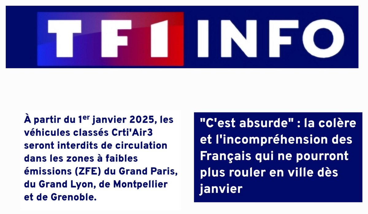 dupontaignan's tweet image. L&apos;apartheid social !
En interdisant les voitures crit&apos;air 3 dans plusieurs centres-villes de grandes villes (Paris, Lyon, Grenoble, etc.) Les pouvoirs publics s&apos;attaquent directement aux plus modestes qui ne peuvent pas se payer des voitures électriques ou hybrides...
Quel mépris…