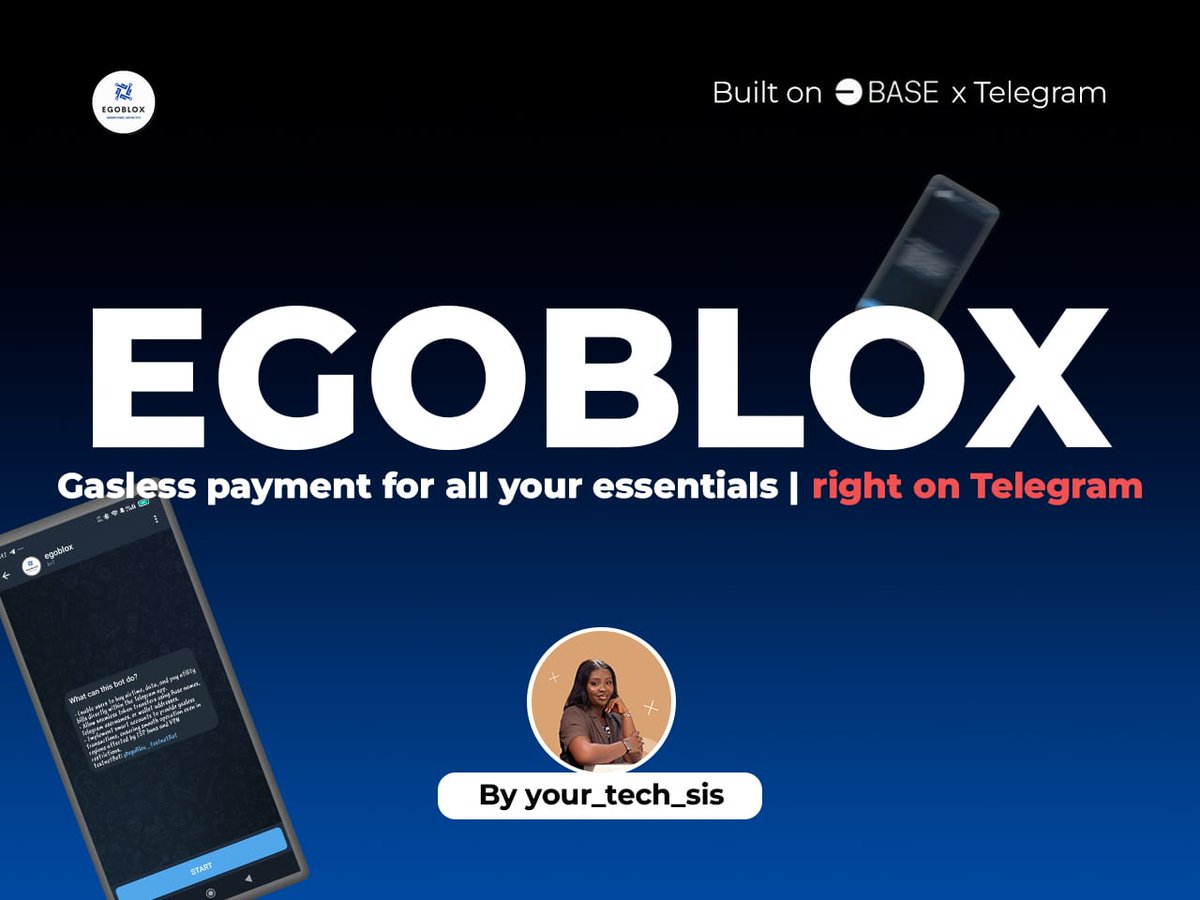 Tired of hopping between apps to sell crypto and pay bills? 😩

What if you could do it all directly on Telegram? 

Meet EGOBLOX—your ultimate buddy for bill payments, powered by crypto. 🔥

<a href="/base/">Base</a> <a href="/Sir_Damilare/">Dami.base.eth</a> <a href="/eketeUg/">EKETE</a> <a href="/CryptoStatuette/">statuette.eth</a> <a href="/0xAneri/">aneri</a> <a href="/jessepollak/">jesse.base.eth</a>

A thread 🧵