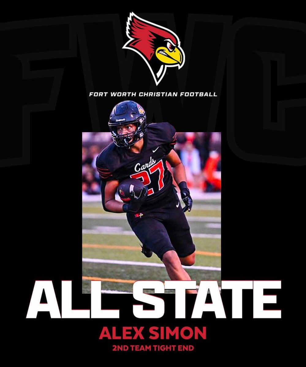 Alexander Simon (@alexander9simon) on Twitter photo Second Team All State Tight End
<a href="/CoachBGunn/">Brady Gunn</a> <a href="/RossRoby1/">Ross Elliott Roby</a> <a href="/ahart61/">Andrew Hart M. Ed</a>
<a href="/RecruitFWC/">Recruit FWC</a> <a href="/FWC_CardinalFB/">Fort Worth Christian Football</a>
<a href="/TXPrivateFBGuy/">Texas Private School Football</a>
#AGTG Second Team All State Tight End
<a href="/CoachBGunn/">Brady Gunn</a> <a href="/RossRoby1/">Ross Elliott Roby</a> <a href="/ahart61/">Andrew Hart M. Ed</a>
<a href="/RecruitFWC/">Recruit FWC</a> <a href="/FWC_CardinalFB/">Fort Worth Christian Football</a>
<a href="/TXPrivateFBGuy/">Texas Private School Football</a>
#AGTG