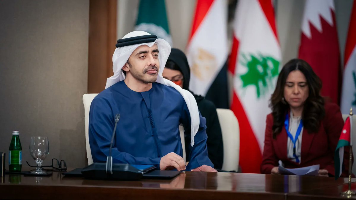 AbayomiAhmed00's tweet image. Sheikh Abdullah bin Zayed reinforces UAE’s commitment to regional stability at the Aqaba Ministerial Meetings on Syria, joining key Arab leaders in dialogue for collaborative solutions.  #UAELeadership #ArabUnity #SyriaDialogue #RegionalStability #DiplomacyInAction