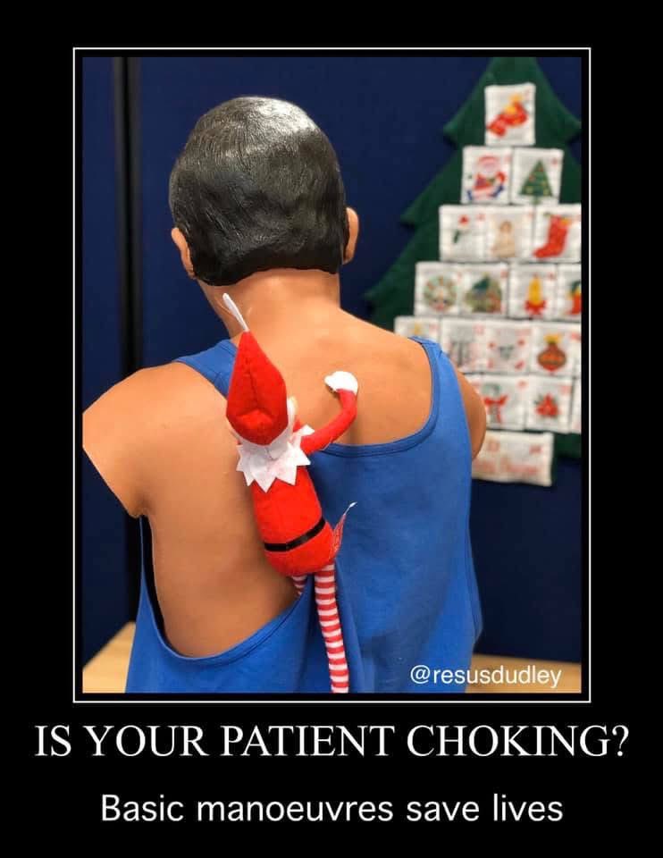 resusdudley's tweet image. Day 14 of our #ResusAdventCalendar reminds us that basic manoeuvres save lives for someone who is choking #DeterioratingPatients #AdventCalendar