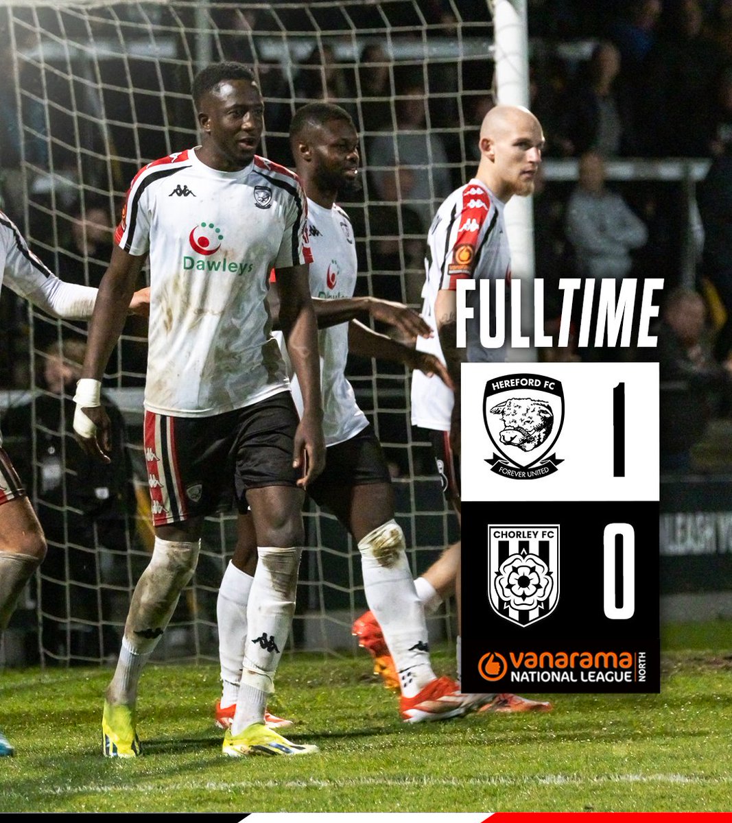 HerefordFC's tweet photo. FULL TIME | Massive three points at the Street 🙌

Hereford⚪️ 1-0 🔵Chorley
#COYW | #OurCity https://t.co/Nksnkc4sKg