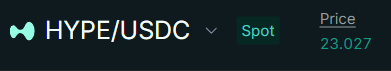 $HYPE reaches a new ATH and trades above 23$