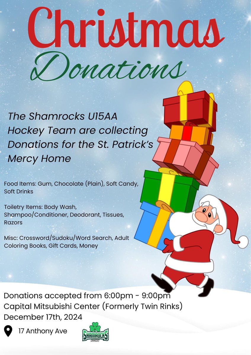 If you’re taking in our game this week, please consider bringing along a small donation to make a big impact on our seniors this holiday season. 💚 🎄