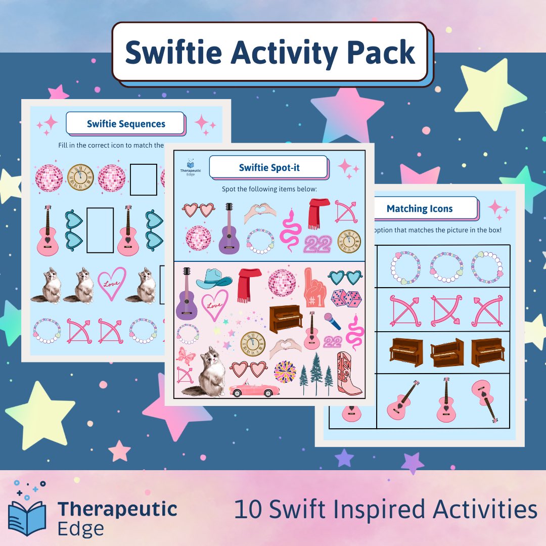 I’ve only connected with a few Taylor Swift fans on here but I wanted to share an activity pack I made for little Swifties! These 10 puzzles &amp; games are great for learning, development and critical thinking for little minds 💖 

Thanks y’all!

thetherapeuticedge.com/product/swifti…
