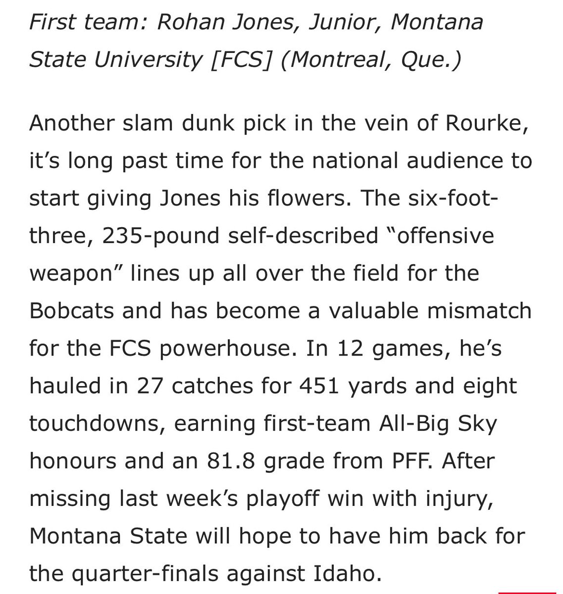 Extremely blessed to have been named a First Team NCAA All-Canadian player by <a href="/TheJCAbbott/">JC Abbott</a> <a href="/3DownNation/">3DownNation</a> @KGNonTSN 
It is an honor to continuously represent my country in the right way🇨🇦  <a href="/NFLCanada/">NFL Canada</a> <a href="/FootballCanada/">Football Canada</a>