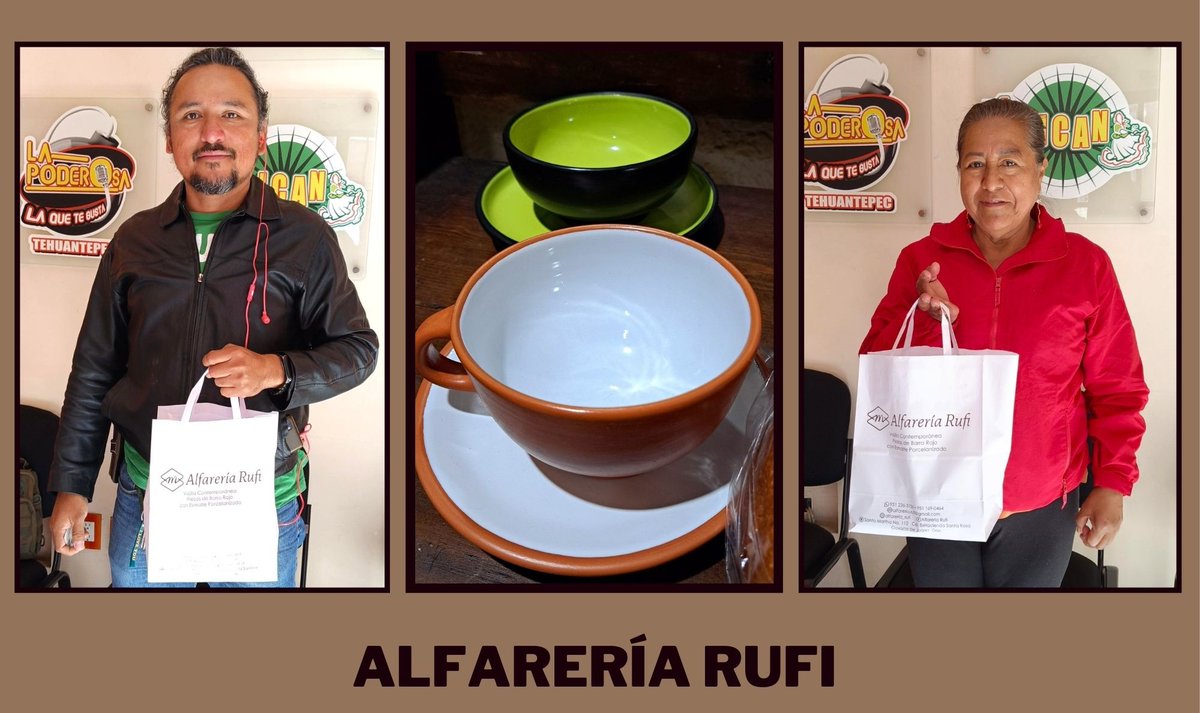 Esta semana en cabina de #stirttradio por el 94.9 fm., hicimos entrega de los hermosos juegos de tazas que #AlfareriaRufi nos obsequió para el auditorio.
Te invito a visitar el taller ubicado a una cuadra del mercado zonal Santa Rosa.
#revistadigitalmujerdeoaxaca
#consumelocal