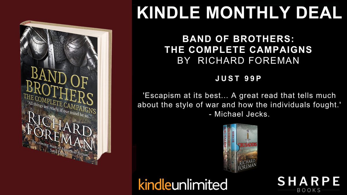 #KindleMonthlyDeal #99p
Band of Brothers: The Complete Campaigns
By @rforemanauthor

"Escapism at its best."
amazon.co.uk/dp/B07B2HKKP9/

<a href="/eBooksHabit/">eBooksHabit.com</a>

#historicalfiction #medievalhistory #shakespearesunday