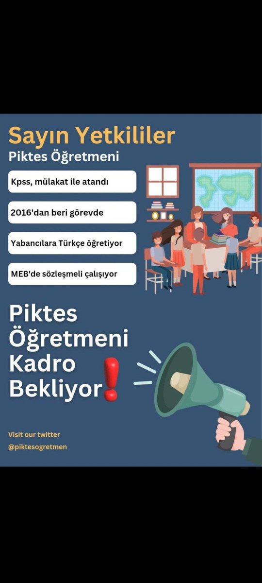 #DönüşVarPikteseKadro Kpss var, mülakat var fakat 8 yıldır istediğimiz kadro ve zam maalesef yok. Gelecek kaygısıyla boğuşmayı istemiyoruz, huzur içinde okullarımızda öğretime devam etmek bizim de hakkımız! Lütfen sesimizi duyun. Şimdi tam zamanı
<a href="/Yusuf__Tekin/">Yusuf Tekin</a> 
<a href="/CelileErenOKTEN/">Celile Eren ÖKTEN</a>