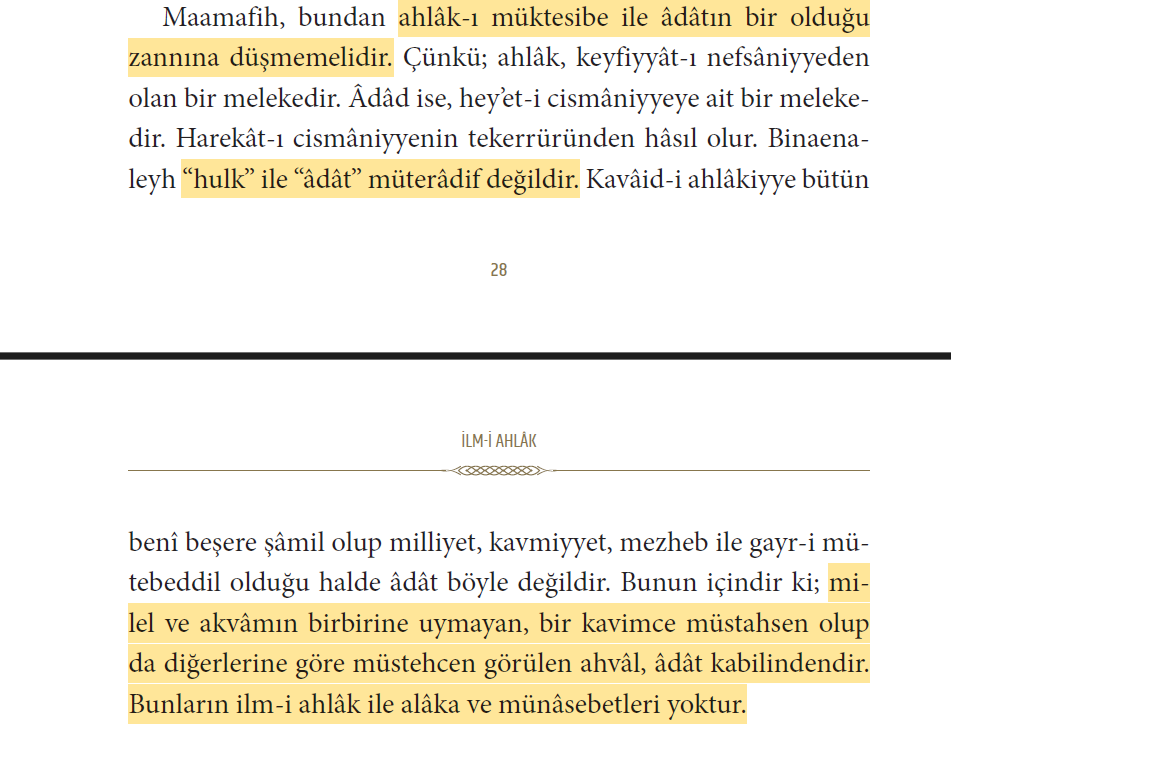 İhmal Edilen Ayrım: Ahlak - Âdet

“hulk” ile “âdât” müterâdif değildir.

Ahmet Hamdi Akseki - Ahlak Dersleri (DİB)
