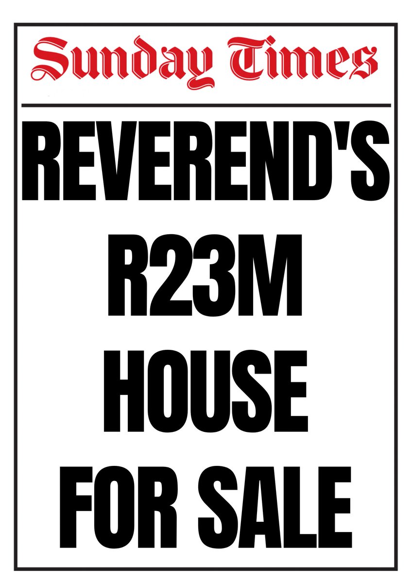 A former ANC chaplain who is a person of interest in a Hawks investigation, has put his palatial home in a Johannesburg equestrian estate up for sale for R23m - because he's moving to Zwelitsha. Details in the #SundayTimesZA tomorrow.
