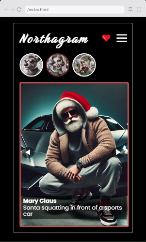 Blessingtutka's tweet photo. Just solved the #JavaScriptmas Northagram challenge #14  from @scrimba :nerd:. 
I try to do some stretch goals

Check it out  :point_right: 
https://t.co/FeGNfUwQYP
What do you think, any feedback?
Let's keep spreading the festive cheer with code! 🎁💻 https://t.co/zyRP5H2Z8L