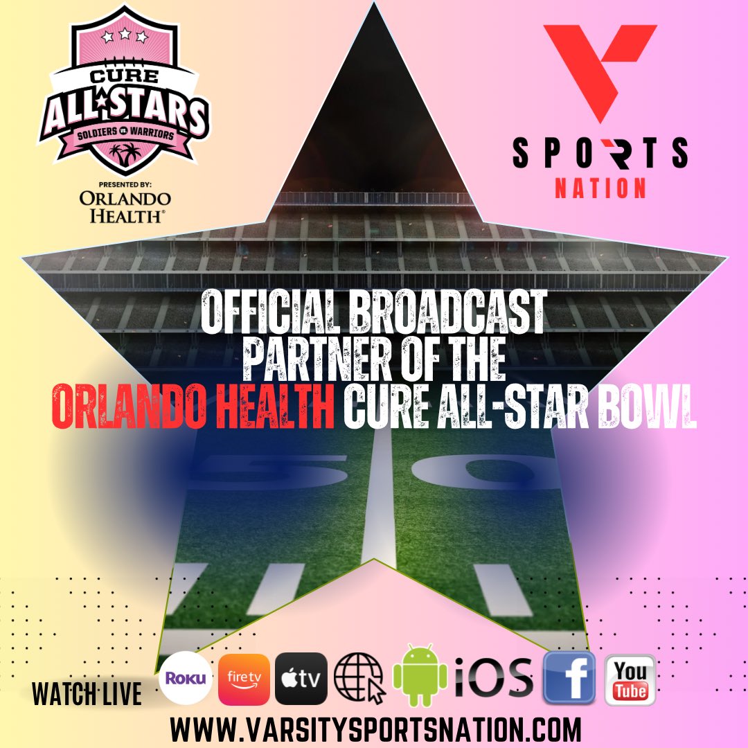 Varsity Sports Nation (@vsnflorida) on Twitter photo Stream all of the <a href="/orlandohealth/">Orlando Health</a> Cure All Stars Football events live on Varsity Sports Nation!
Check out all the action live at the link in our bio 👆or download Varsity Sports Nation on any device 📱📺
<a href="/bighitslive/">BIGHITSLIVE</a> <a href="/Cure_All_Stars/">Orlando Health Cure All Stars</a> <a href="/DanLaForestFB/">Dan LaForest 🏈</a> <a href="/Andy_Villamarzo/">Andy Villamarzo</a> Stream all of the <a href="/orlandohealth/">Orlando Health</a> Cure All Stars Football events live on Varsity Sports Nation!
Check out all the action live at the link in our bio 👆or download Varsity Sports Nation on any device 📱📺
<a href="/bighitslive/">BIGHITSLIVE</a> <a href="/Cure_All_Stars/">Orlando Health Cure All Stars</a> <a href="/DanLaForestFB/">Dan LaForest 🏈</a> <a href="/Andy_Villamarzo/">Andy Villamarzo</a>