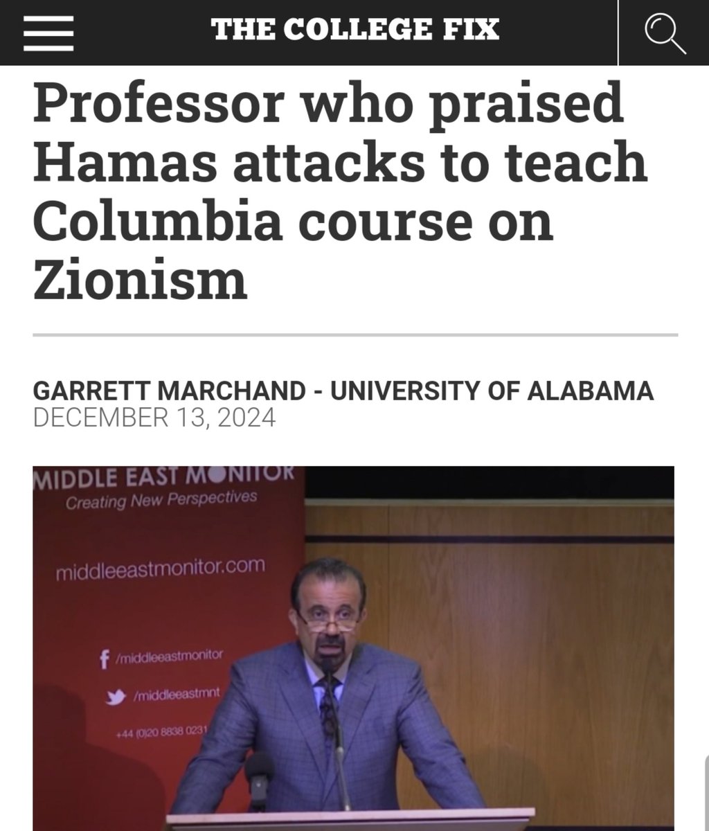EFischberger's tweet photo. Understand—Joseph Massad wasn't assigned to teach a Columbia course on Zionism in spite of praising October 7th, but because he praised October 7th.