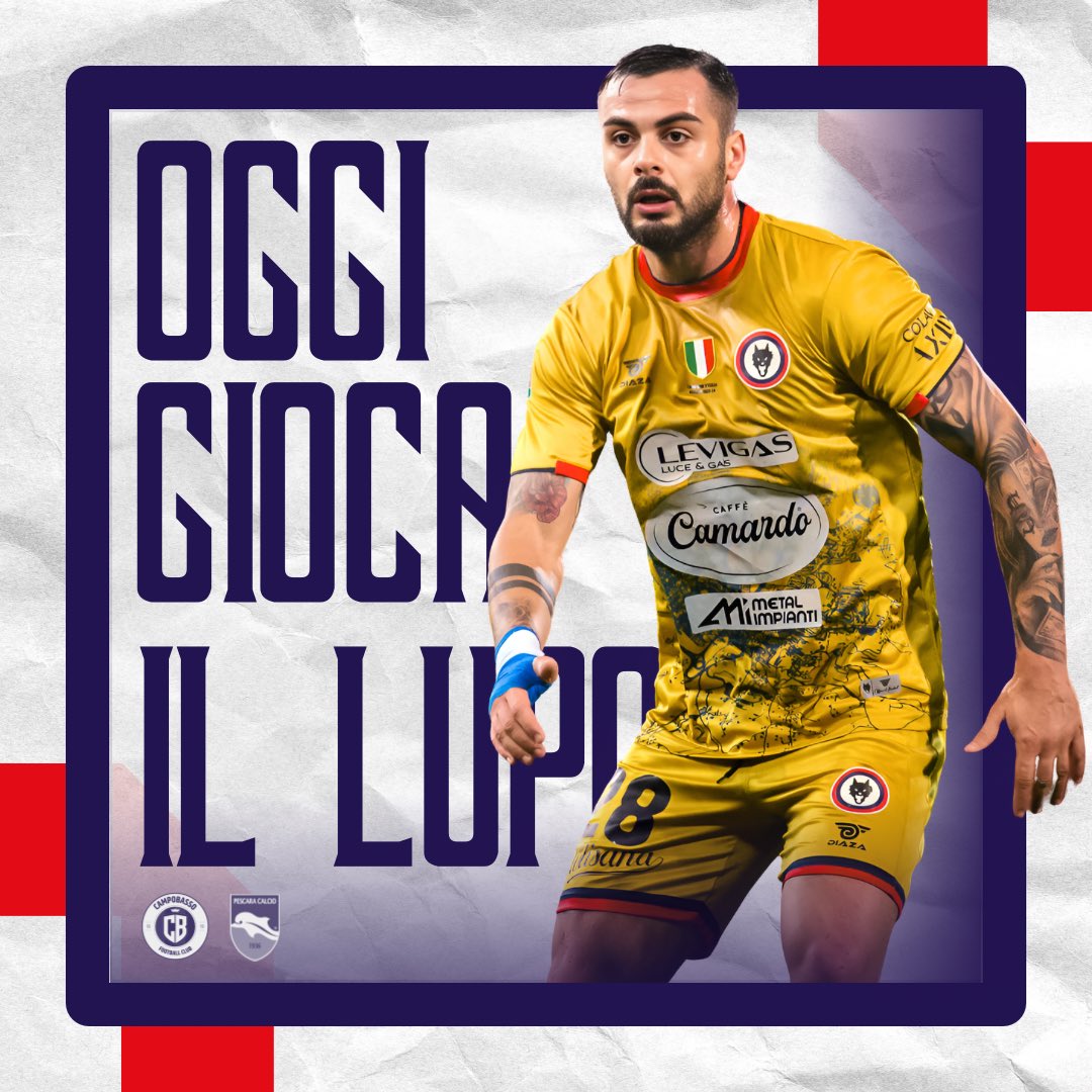 Campobasso1919's tweet photo. 🔴🐺🔵OGGI GIOCA IL LUPO
L’ultima giornata di andata: arriva il Pescara! #SerieCNOW 

#CAMPES
🆚 DELFINO PESCARA 1936
🏟 AVICOR MOLINARI STADIUM
🗓 14/12
⏱ 19:45 | 1:45 pm ET

#campobasso #molise https://t.co/Sx0AanFMwL