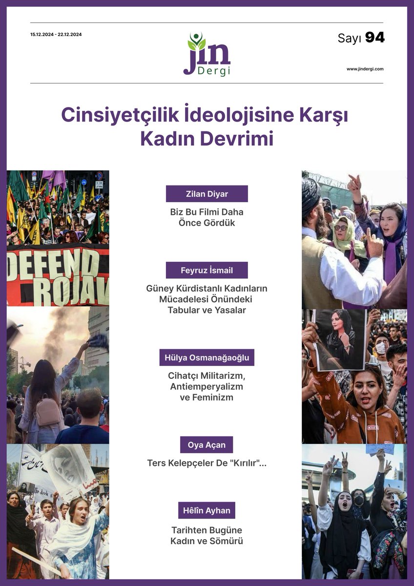 📢  Yayındayız!

🟣94. sayımız "Cinsiyetçilik İdeolojisine Karşı Kadın Devrimi" kapağı ile yayımlandı

Tüm başlıklar için👇jindergi.com/sayilar/cinsiy…