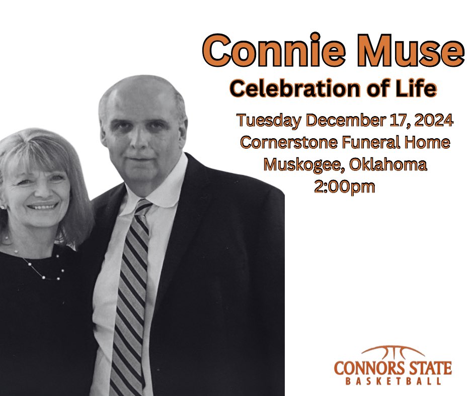 We are saddened by the passing of Cowboys Head Coach Bill Muse’s Wife and Assistant Coach Bill Muse Jr’s Mother Connie Muse. You will always be in our hearts.

We ask that you please keep the Muse Family, 2024-2025 Team, and former players and assistant coaches in your prayers.