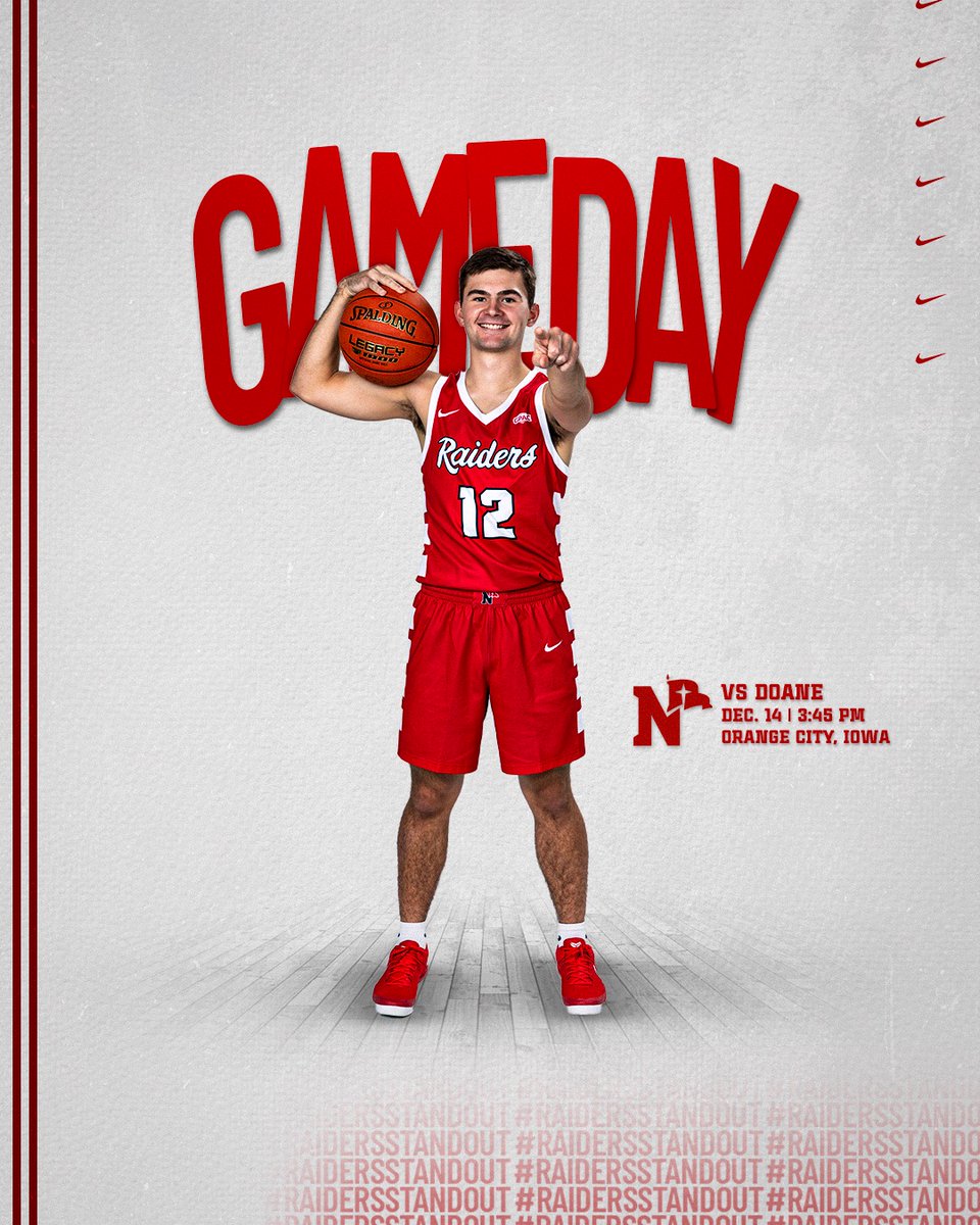 𝐆𝐀𝐌𝐄𝐃𝐀𝐘

🆚 Doane 
📍 Bultman Center
⏰ 3:45 PM
📺 gpacnetwork.com/raiders 
📊 nwcraiders.com/mbbstats

#RaidersStandOut