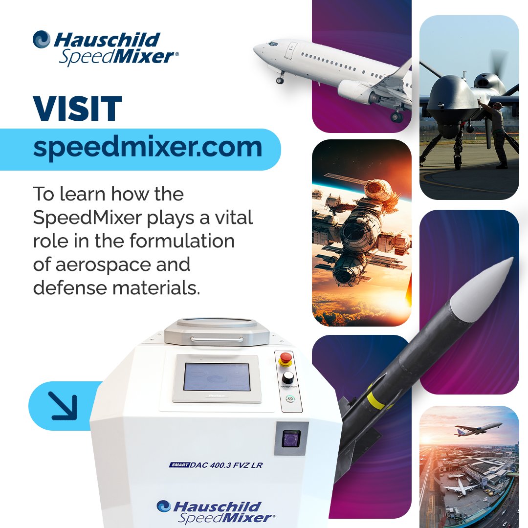 speedmixing's tweet photo. The SpeedMixer™ plays a vital role in the formulation of aerospace and defense materials. It ensures uniform distribution of fillers, stabilizers, and additives, resulting in homogenous mixtures that meet the stringent demands of these industries. Visit https://t.co/LOLjyOaanz. https://t.co/Gv6QRBfIho