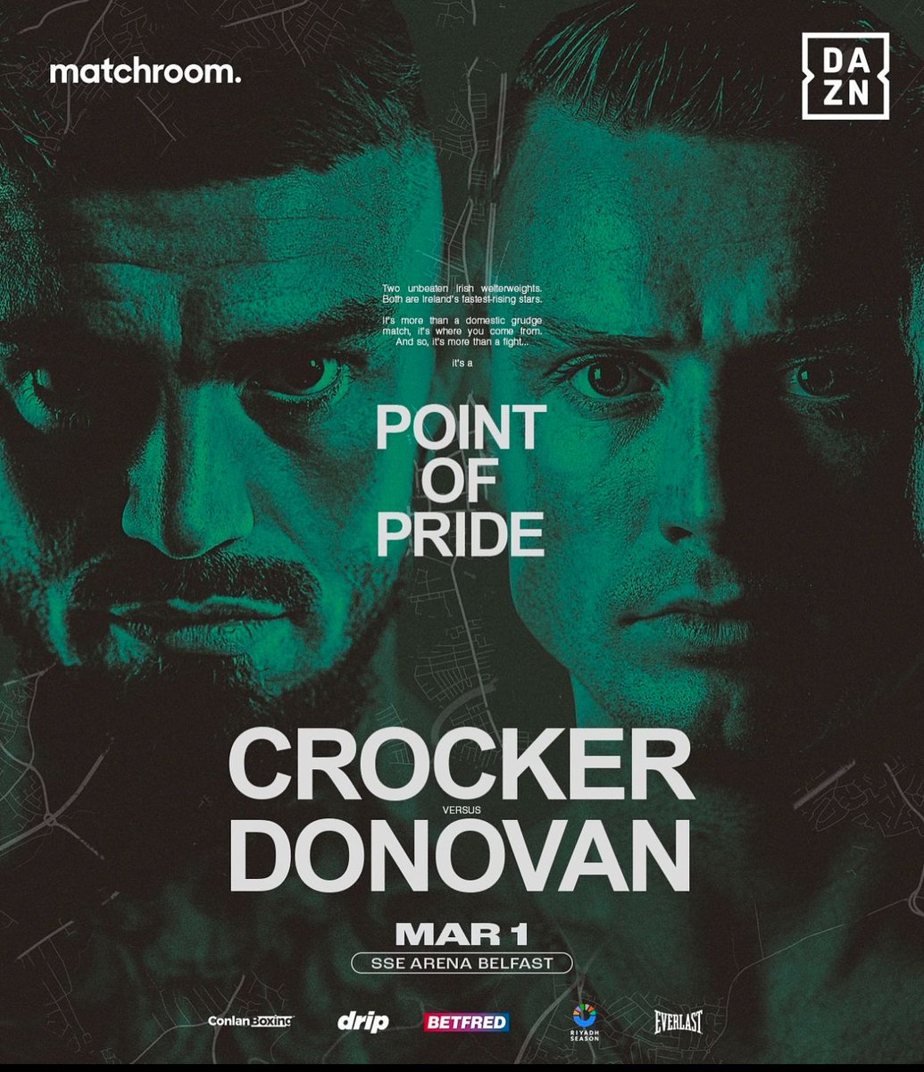 BoxingTicketsNI's tweet photo. HERE WE GO!

@lewiscrocker1 v @PaddyDonovan23 

Saturday 1st March 
SSE Arena, Belfast 

This one is pure and utter filth

The winner fights for a World title 

#CrockerDonovan https://t.co/cTZa43nqcw