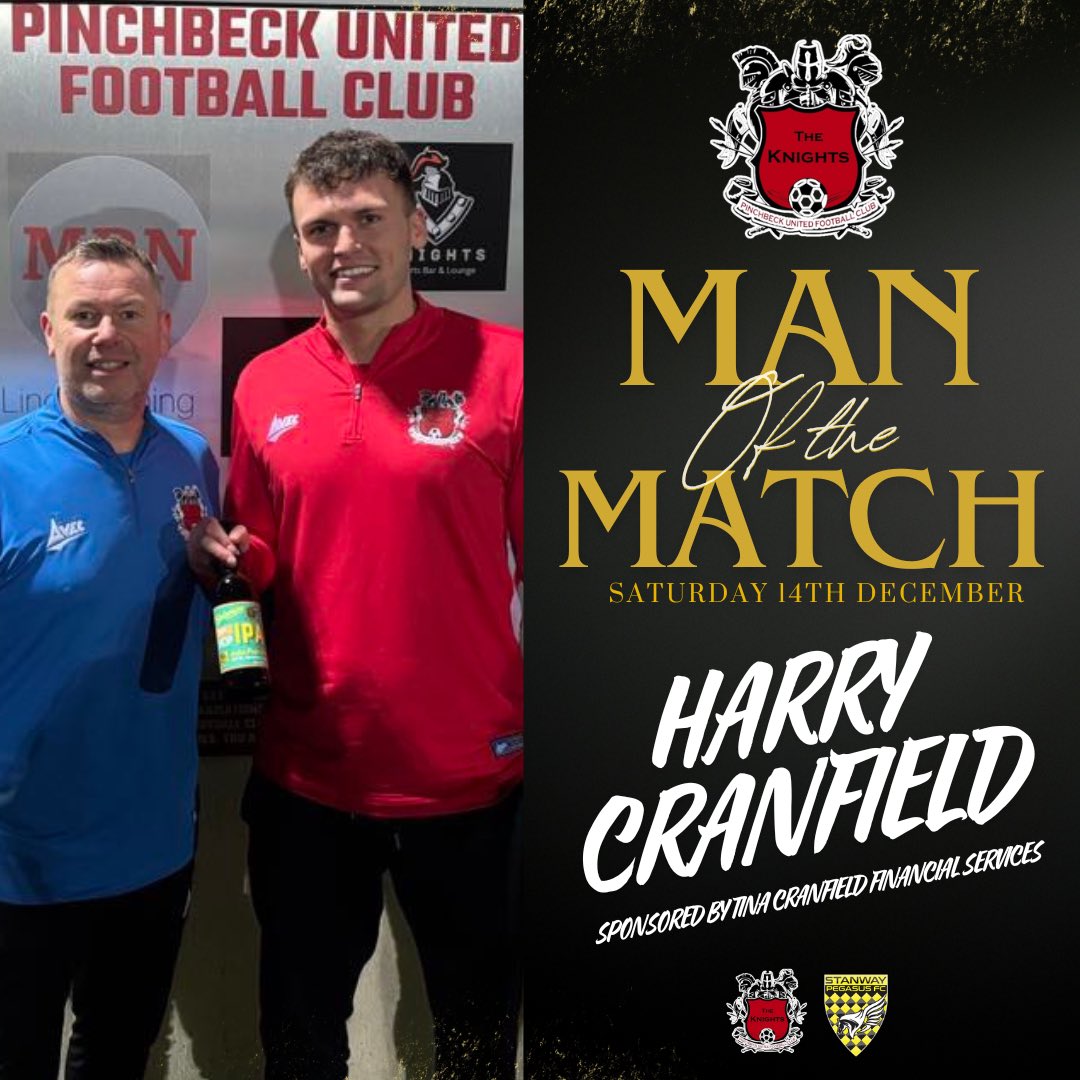 MAN OF THE MATCH 🍾 

Today’s Man Of The Match presented by Asst.Manager Mark Melson goes to goalscorer Harry Cranfield (sponsored by  Tina Cranfield Financial Services)

Well done Cranny!