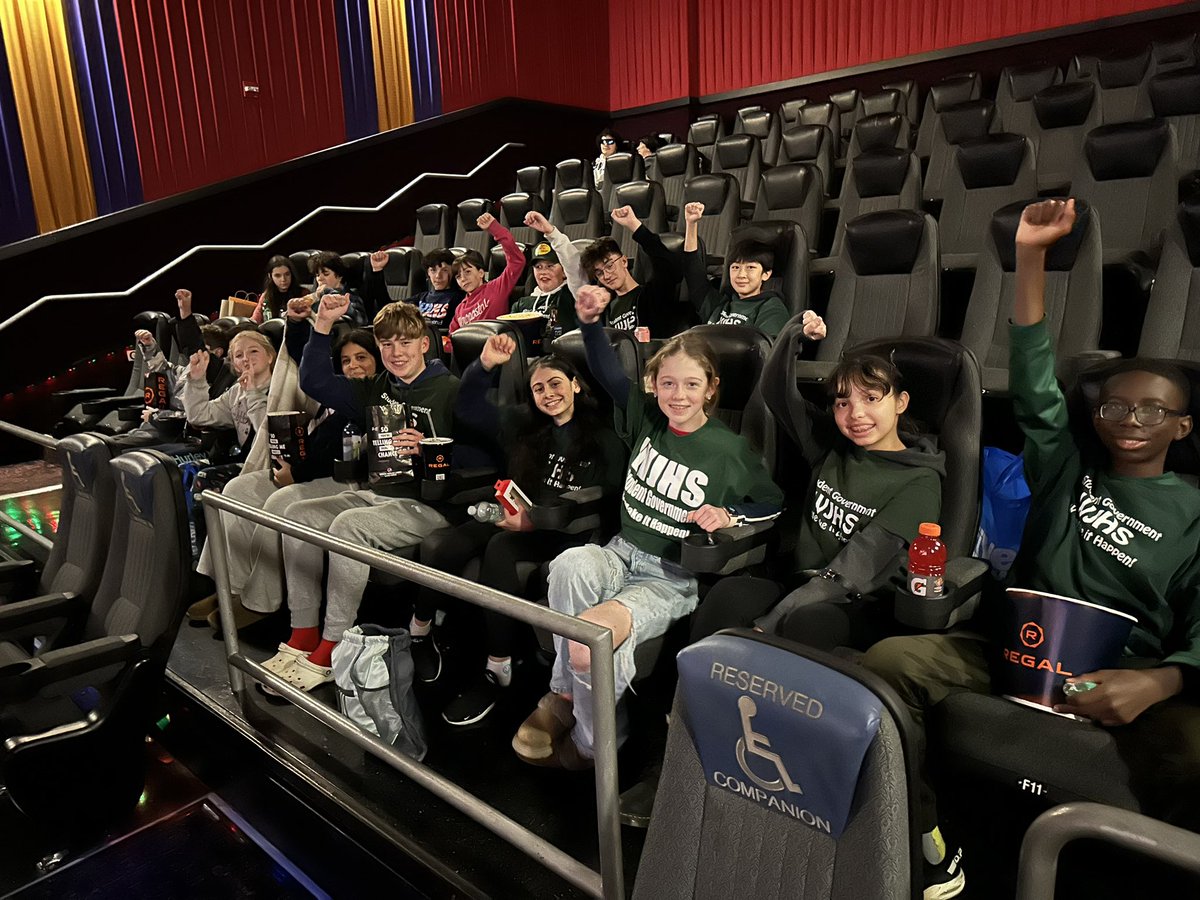 WJHSSpirit's tweet photo. WJHS! Mr. Ramirez, 
Student Gov’t Advisor &amp; 
Mrs. Jones, School Psychologist celebrated our end of the year holiday party @ the Regal Theater Poughkeepsie Galleria with our amazing dedicated Student Government Club!! 2024-25!!🎄🎄 https://t.co/jooGA2bwUR