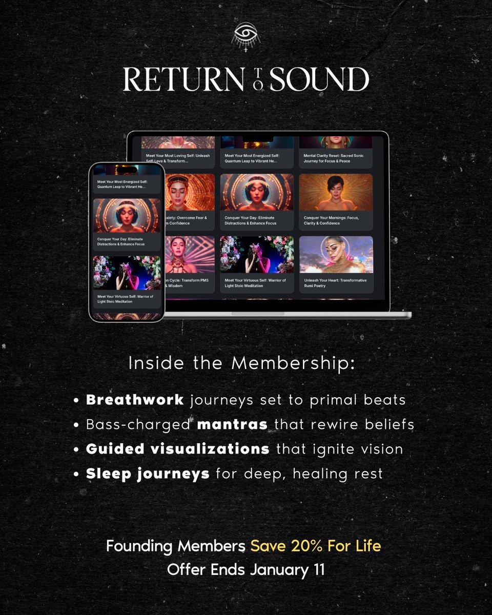 SHIVARASA_'s tweet photo. The Return To Sound Membership is OPEN 🌀

not just another meditation app. a transformative meditation membership arming you with sonic tools for living heroically.

your journey begins here → https://t.co/gzNAjPRJzN https://t.co/coj6eQBxgq