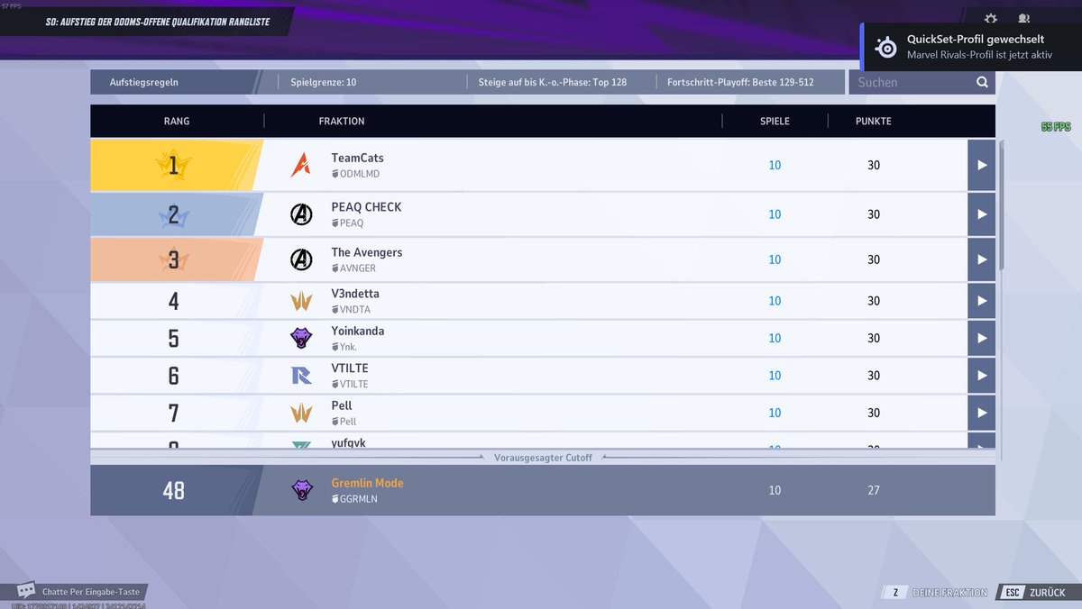 Got 48th in the day 1 tournament (EU) 🫡  9/10 Wins