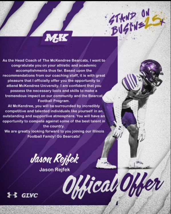 Kaleem Brown (@kaleem_6x) on Twitter photo #AGTG After a Great Conversation with <a href="/CoachA1Anderson/">Arnell Anderson</a> I am Proud and Blessed to Announce My Offer to <a href="/Mckendree_FB/">McKendree Football</a>. Go BearCats!!!!!!!!🟡🟣 <a href="/cottond13/">DJ 🏌🏾</a> <a href="/Coach_Simmons5/">Ivan Simmons</a> #AGTG After a Great Conversation with <a href="/CoachA1Anderson/">Arnell Anderson</a> I am Proud and Blessed to Announce My Offer to <a href="/Mckendree_FB/">McKendree Football</a>. Go BearCats!!!!!!!!🟡🟣 <a href="/cottond13/">DJ 🏌🏾</a> <a href="/Coach_Simmons5/">Ivan Simmons</a>