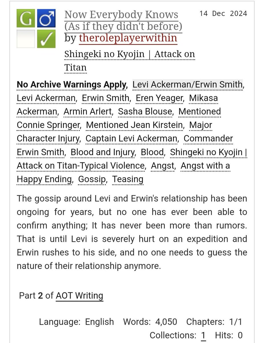 My first prompt finished for <a href="/AoTAction/">AoT Gotcha for Gaza 📌 DONATIONS CLOSED</a> ! I hope that I can get many more completed 😁

This was donated by @/MaxJM_444, with the prompt by <a href="/thatfaintsmile/">N o v a 🫀🍉🔞</a> ! Thank you both so much ☺️

#eruri #attackontitan