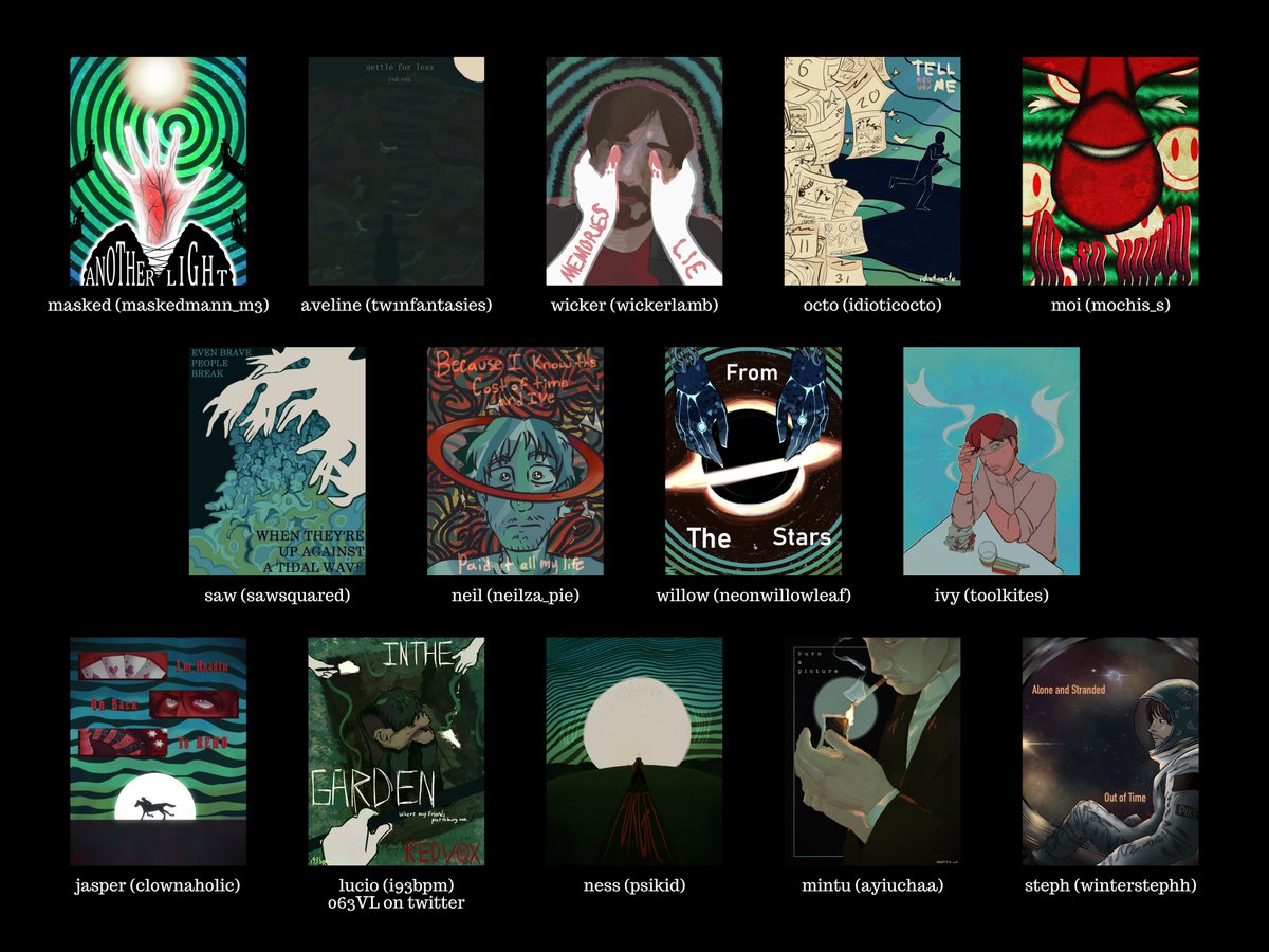 IdioticOcto's tweet photo. happy 7th birthday to the @redvoxband album that changed my life, here's another collab me and my friends did for another light!!! i decided to include stranded on the roster since it was a bonus track on the vinyl! 💙

+ @MaskedMann_M3, @moichis_s, @neonwillowleaf, and @063VL !! https://t.co/dfP4M3fDTV