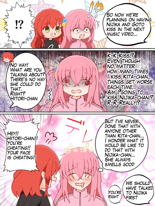 A story about Kessoku Band that apparently has a kissing scene in their next music video part 3 