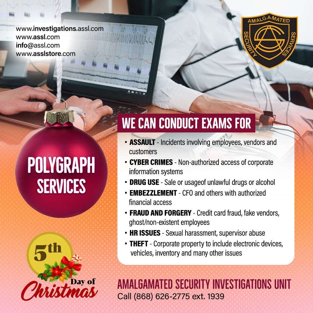 asslgroup's tweet image. 🎄 Uncover the Truth with Amalgamated Security Polygraph Services! 🎅

💡 Let us help you safeguard your business and resolve conflicts with confidence.

#AmalgamatedSecurity #PolygraphServices #CorporateIntegrity #Investigations