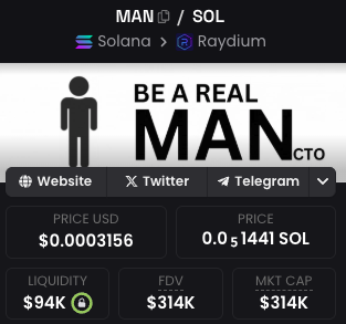 314k market cap, liquidity locked, website updated, even distribution. Its time to become a $MAN